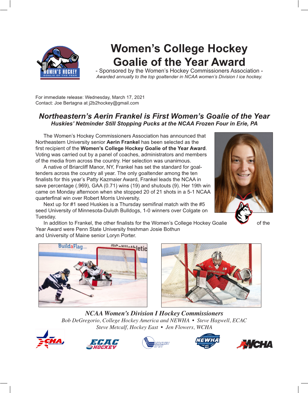 Women's College Hockey Goalie of the Year Award