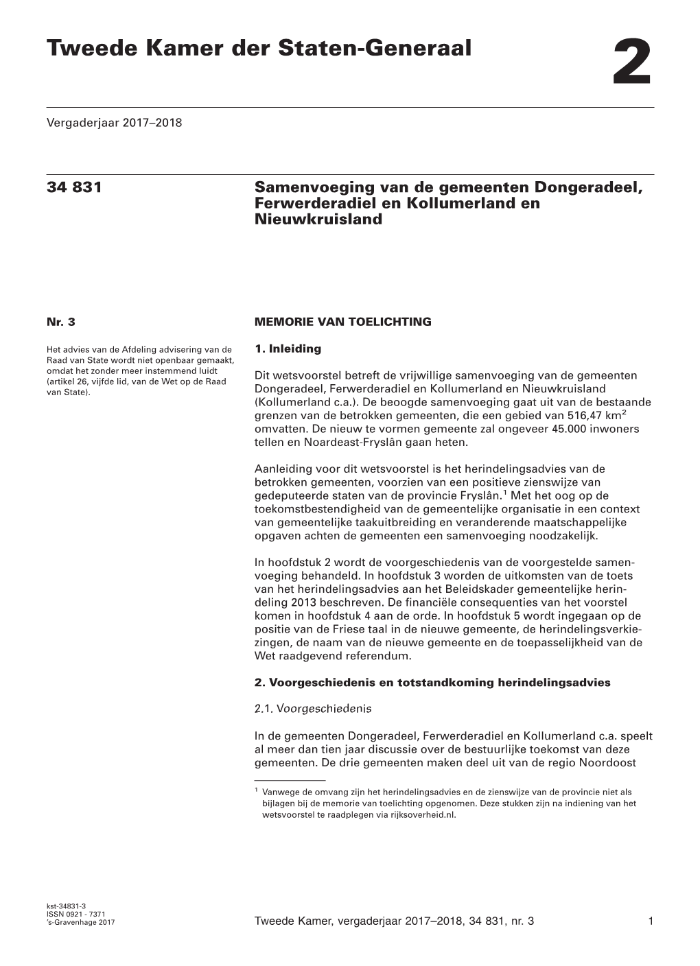 Samenvoeging Van De Gemeenten Dongeradeel, Ferwerderadiel En Kollumerland En Nieuwkruisland