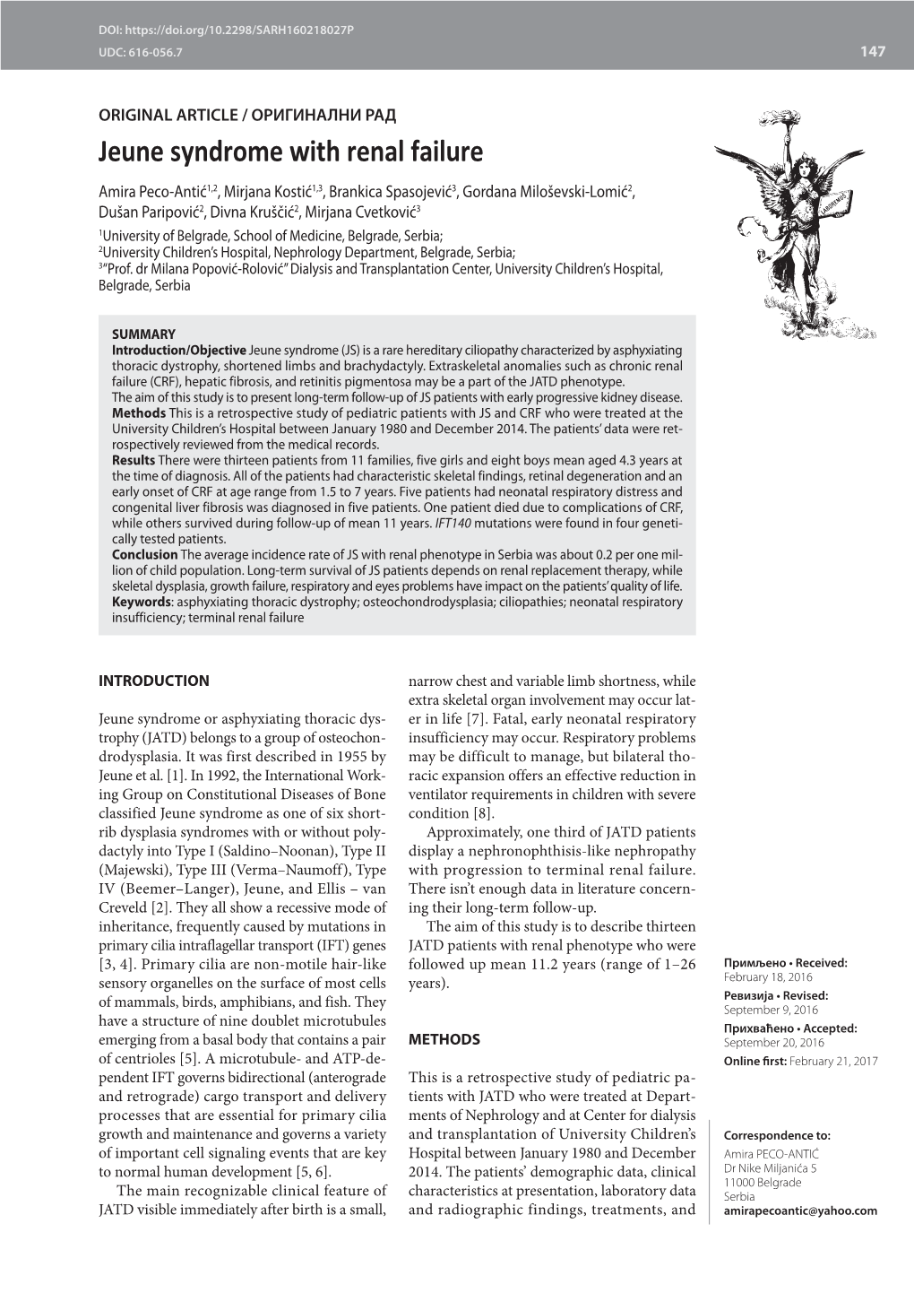 Jeune Syndrome with Renal Failure