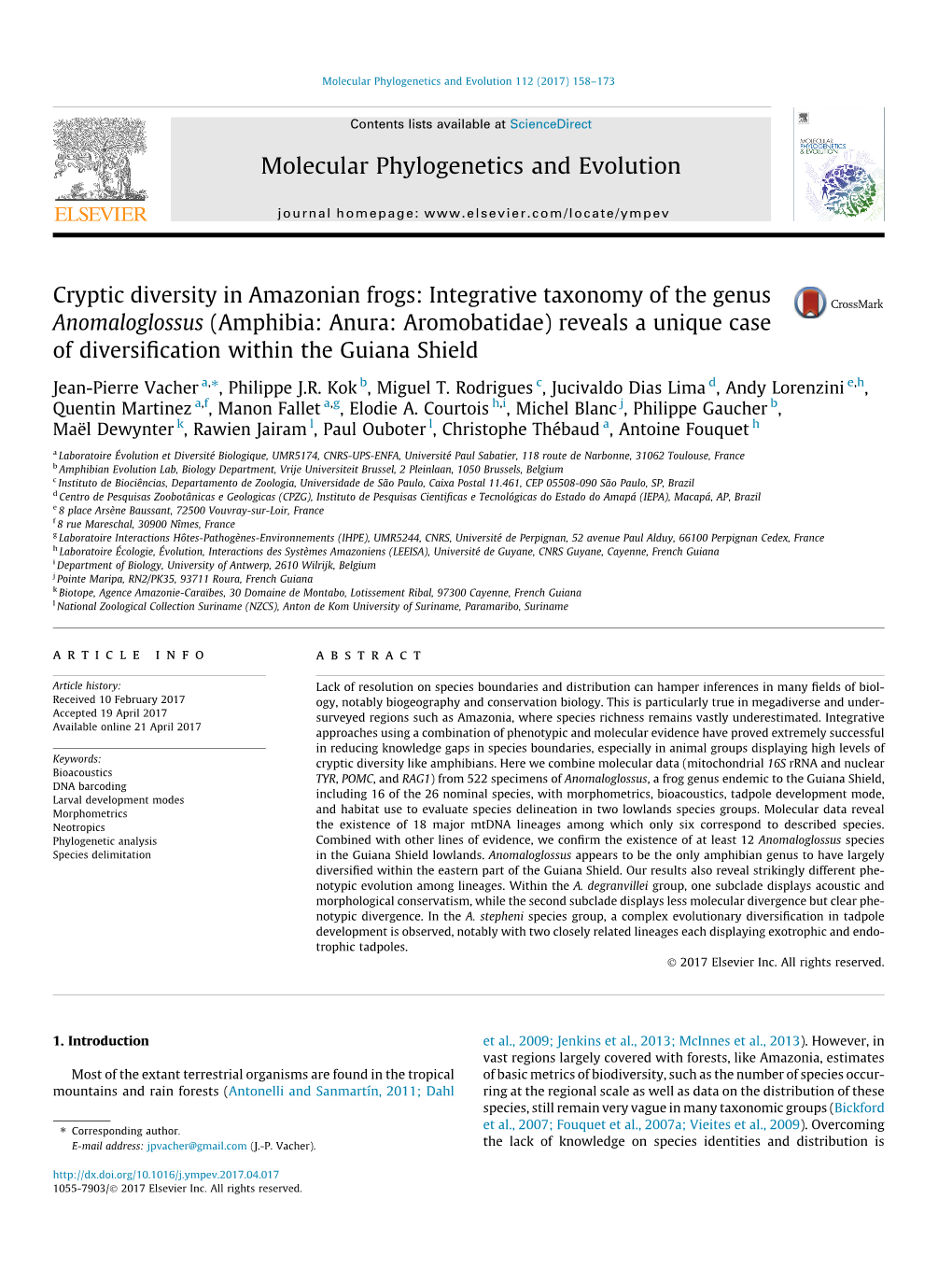 Integrative Taxonomy of the Genus Anomaloglossus