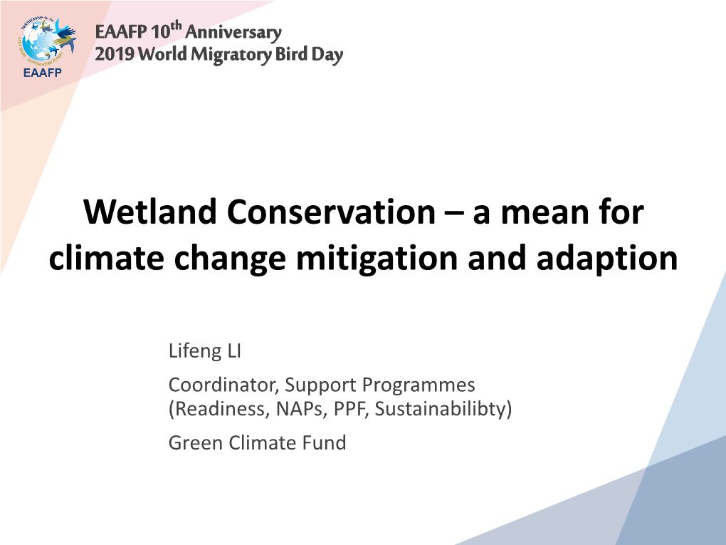Wetland Conservation – a Mean for Climate Change Mitigation and Adaption