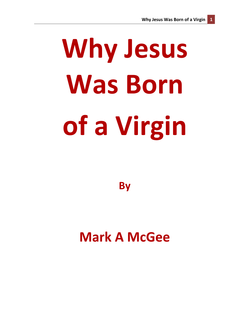 Why Jesus Was Born of a Virgin 1