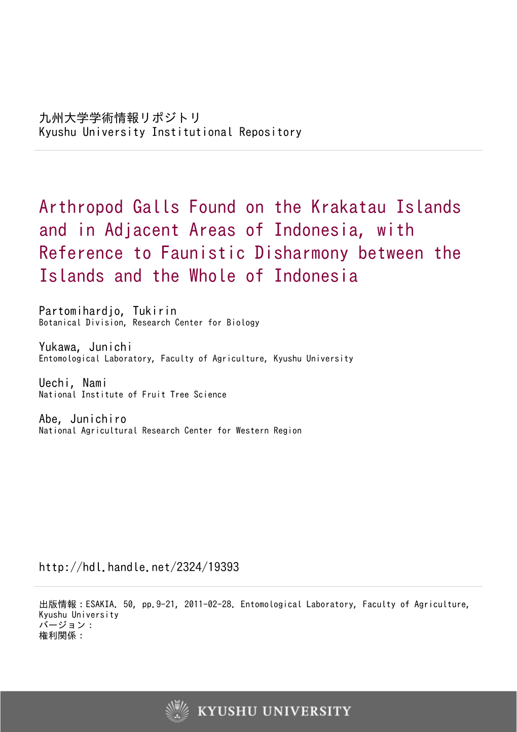 Arthropod Galls Found on the Krakatau Islands and in Adjacent