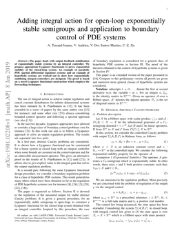Adding Integral Action for Open-Loop Exponentially Stable Semigroups and Application to Boundary Control of PDE Systems A