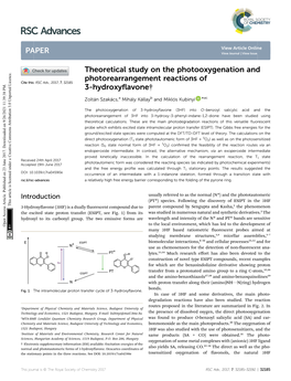 Theoretical Study on the Photooxygenation and Photorearrangement Reactions of Cite This: RSC Adv.,2017,7,32185 3-Hydroxyﬂavone†
