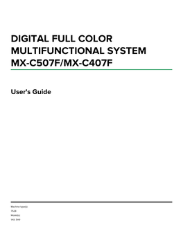 MX-C407F/MX-C507F User Manual