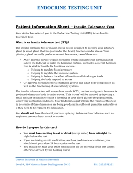 Insulin Tolerance Test