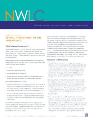 Fact Sheet: Sexual Harassment in the Workplace