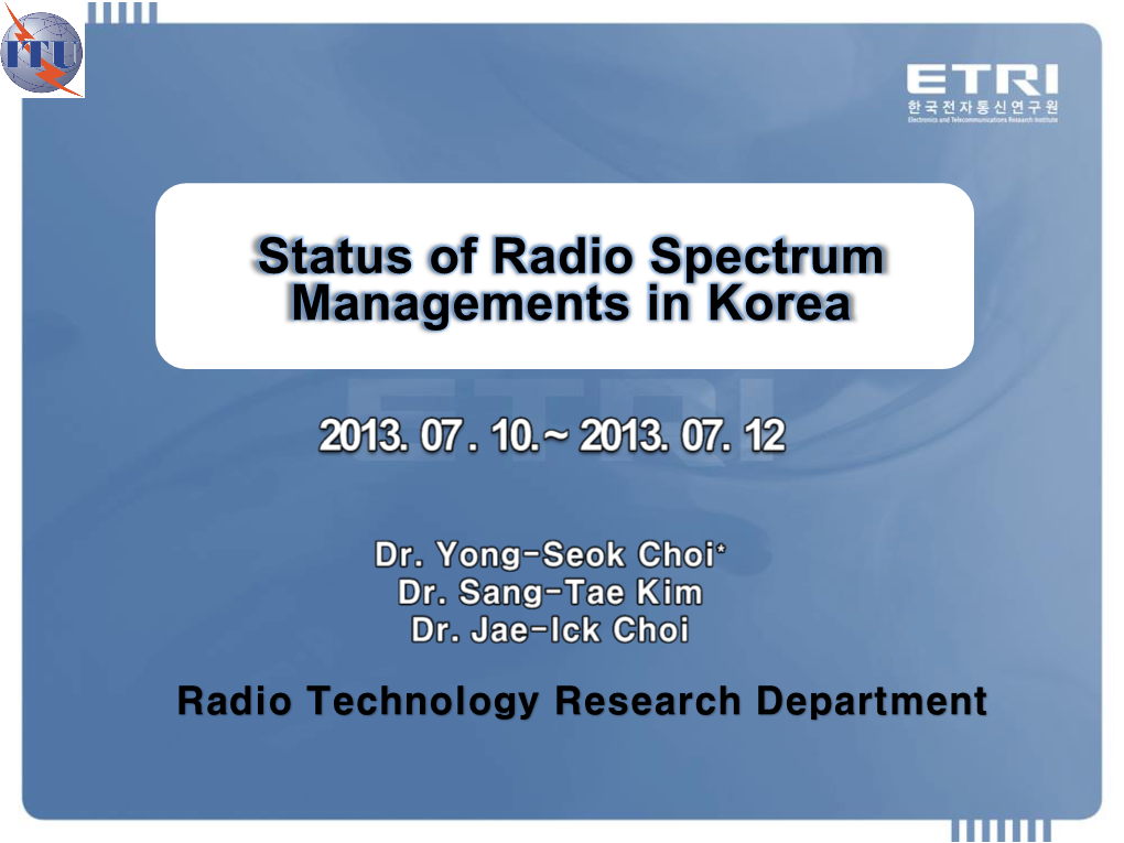 Spectrum Management Service in Korea