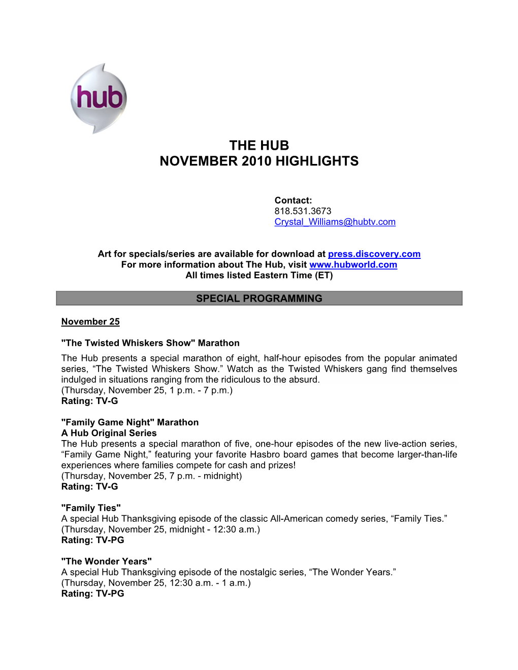 The Hub November 2010 Highlights