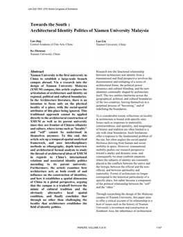 Architectural Identity Politics of Xiamen University Malaysia