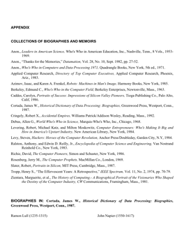 Appendix Collections of Biographies and Memoirs