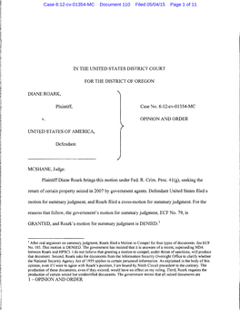 V. Case 6:12-Cv-01354-MC Document 110 Filed 05/04/15 Page 1 of 11