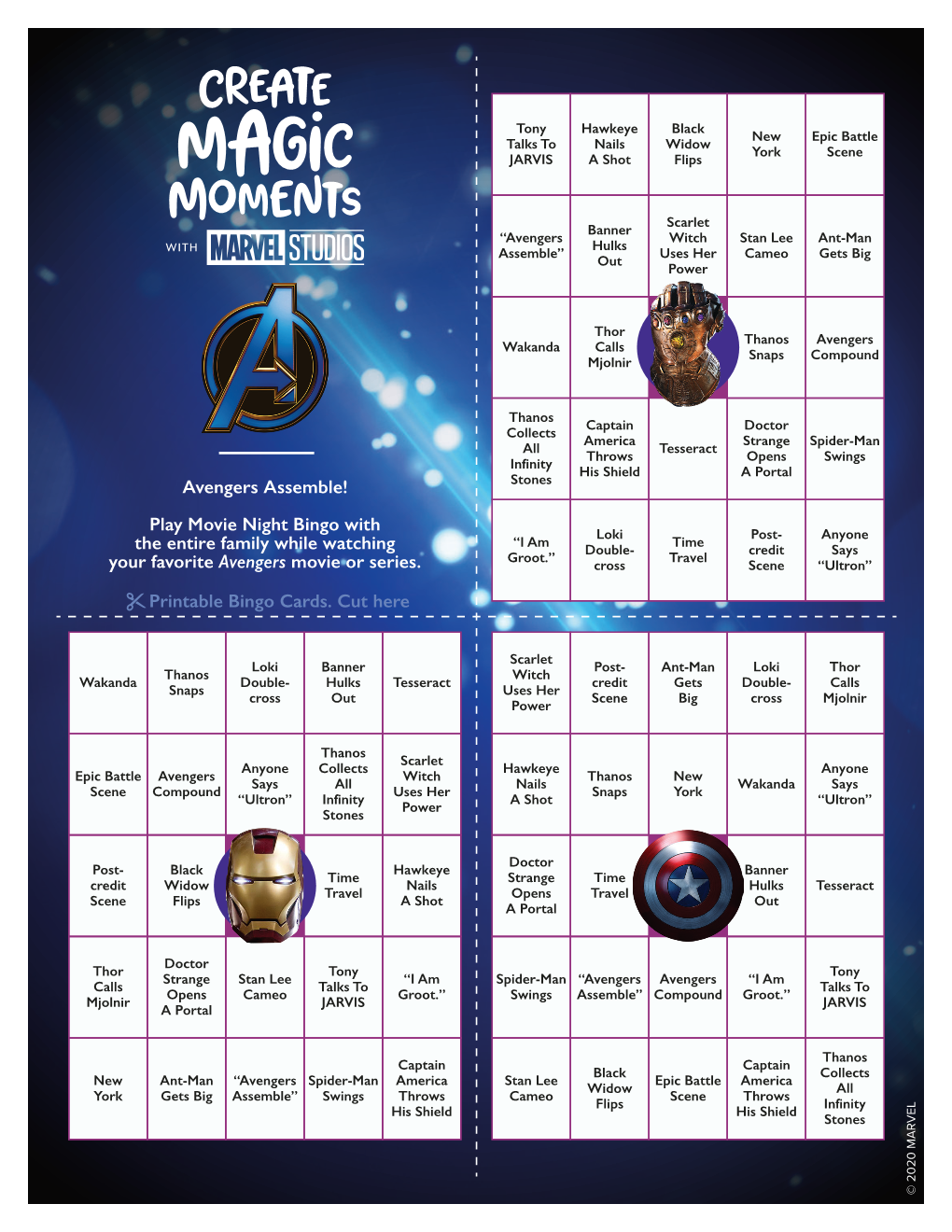 Avengers Assemble! Play Movie Night Bingo with the Entire Family While