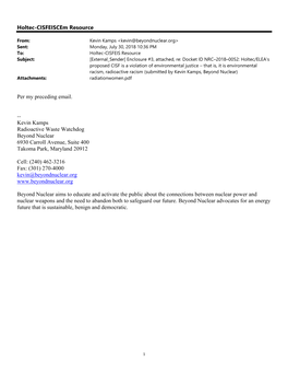 E-Mail Regarding Holtec-CISF EIS Scoping