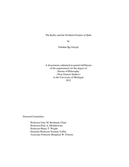 The Kaåka and the Northern Frontier of Ñatti by Nebahat ‹Lgi Gerçek a Dissertation Submitted in Partial Fulfillment Of