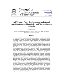 All Together Now: Developmental and Ethical Considerations for Biologically Uplifting Nonhuman Animals