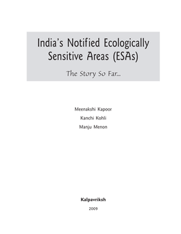 India's Notified Ecologically Sensitive Areas (Esas)