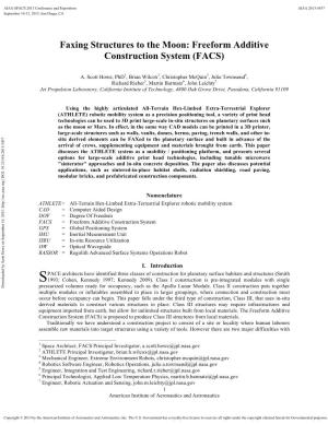 Faxing Structures to the Moon: Freeform Additive Construction System (FACS)