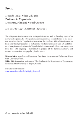 Partisans in Yugoslavia Literature, Film and Visual Culture