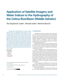 Application of Satellite Imagery and Water Indices to the Hydrography of the Cetina Riverbasin (Middle Adriatic)