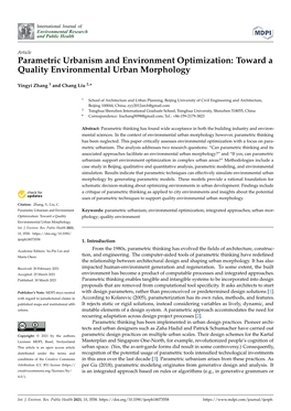 Parametric Urbanism and Environment Optimization: Toward a Quality Environmental Urban Morphology