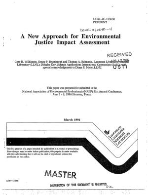 A New Approach for Environmental Justice Impact Assessment