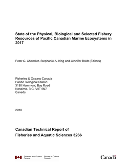 State of the Physical, Biological and Selected Fishery Resources of Pacific Canadian Marine Ecosystems in 2017