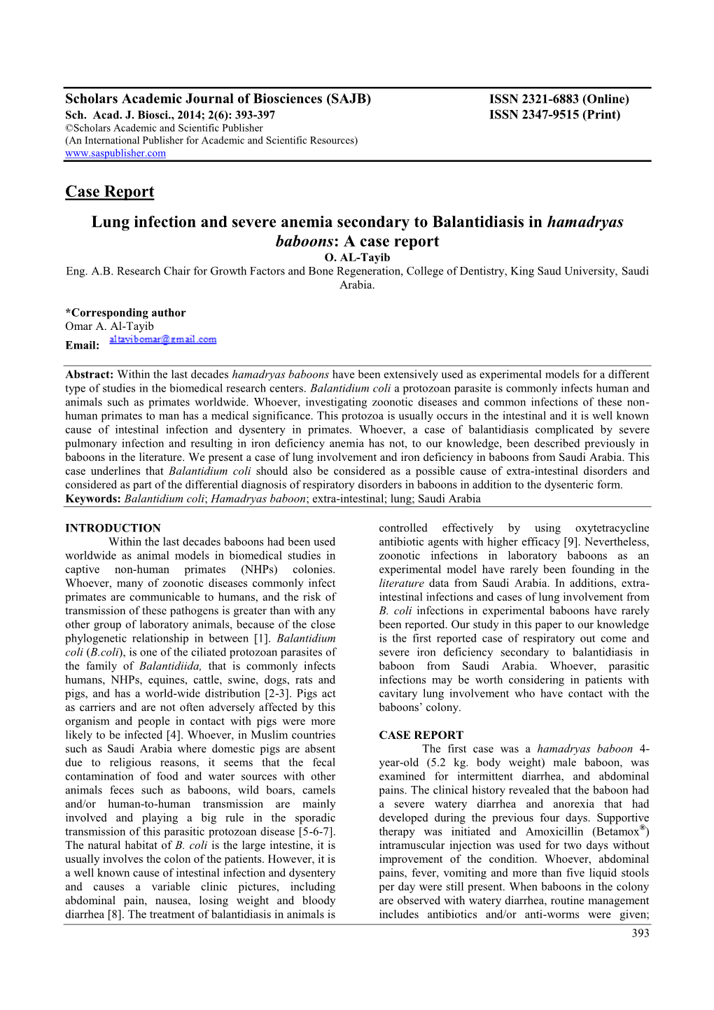 Case Report Lung Infection and Severe Anemia