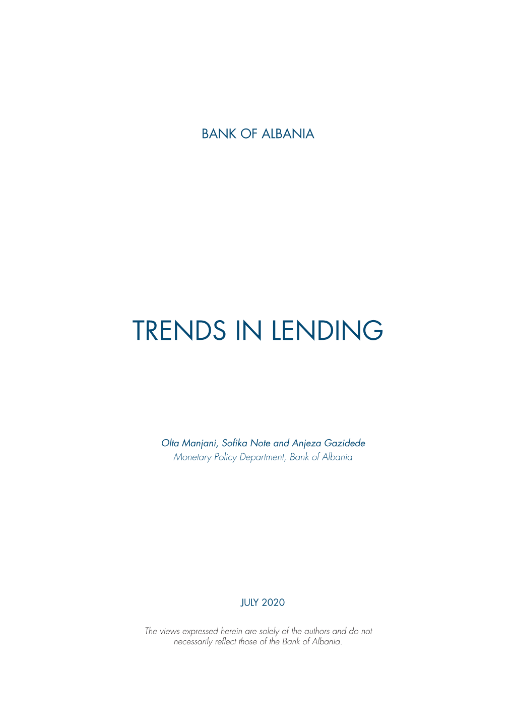 Trends in Lending, 2020 Q2