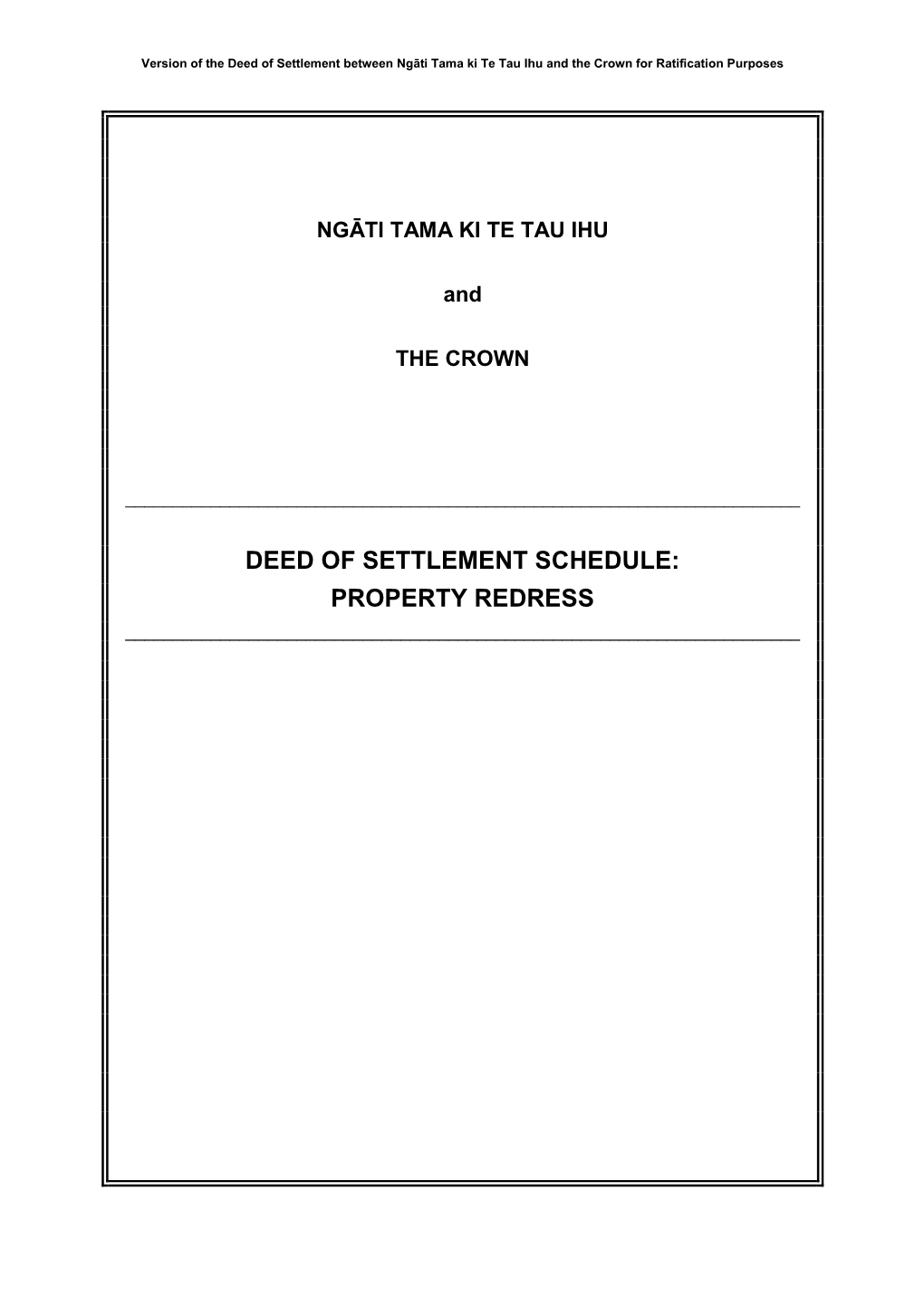 Deed of Settlement Schedule: Property Redress ______