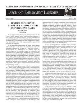 Labor & Employment Law Section: Winter 2021 Lawnotes