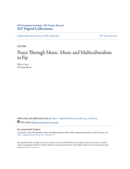 Music and Multiculturalism in Fiji Felice Carey SIT Study Abroad