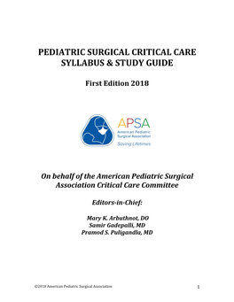 Critical Care Syllabus & Study Guide