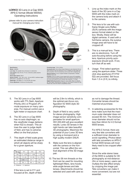 LOREO 3D Lens in a Cap 9005 APS-C Format (Model 9005A)