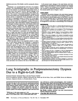 Lung Scintigraphy in Postpneumonectomy Dyspnea Due to a Right-To-Left Shunt