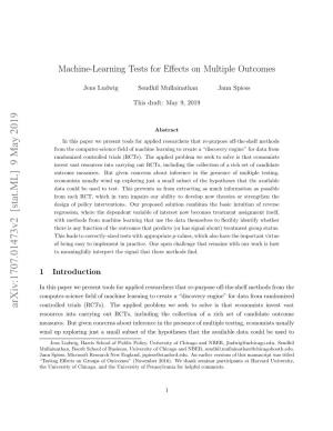 Machine-Learning Tests for Effects on Multiple Outcomes