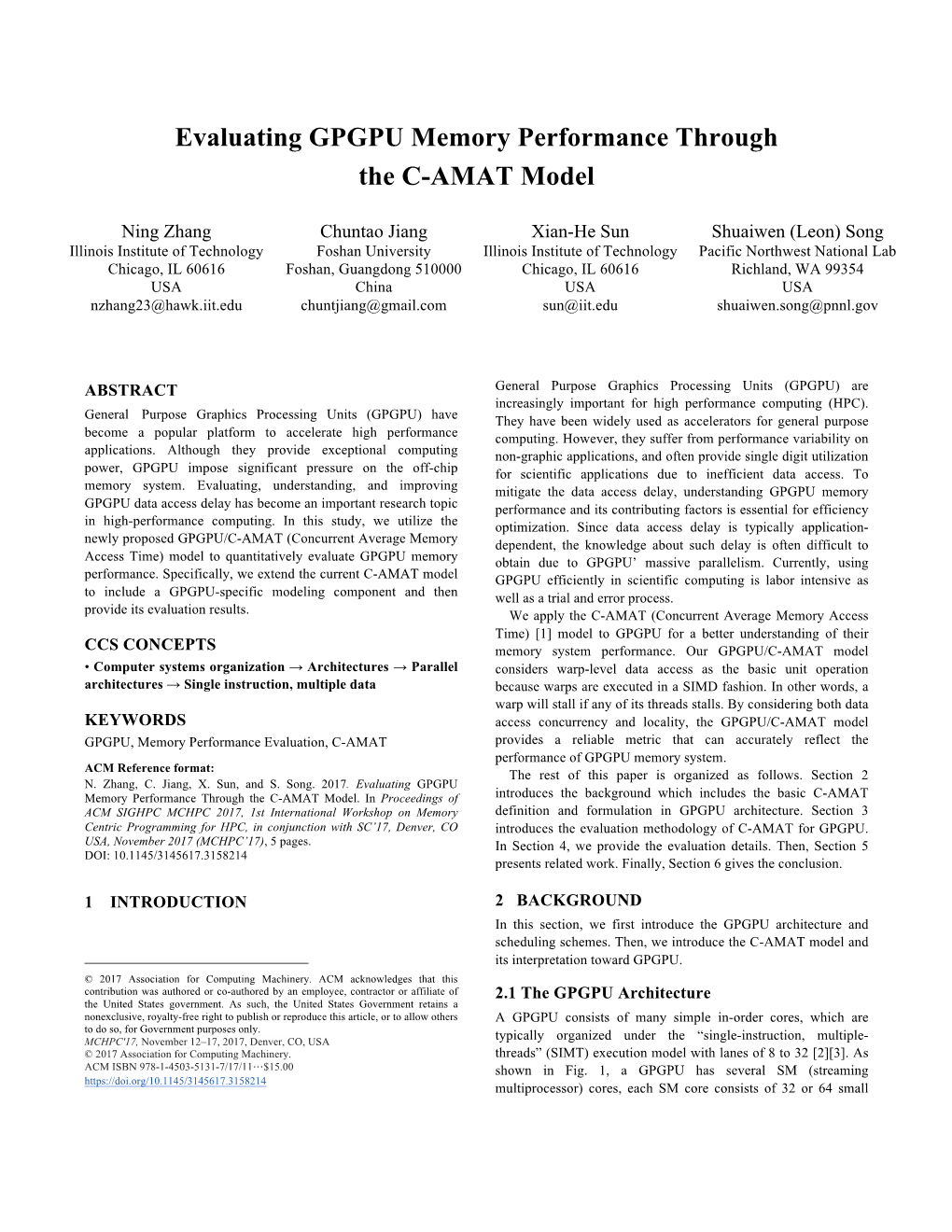 Evaluating GPGPU Memory Performance Through the C-AMAT Model