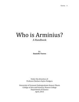 Who Is Arminius? a Handbook (Pdf)