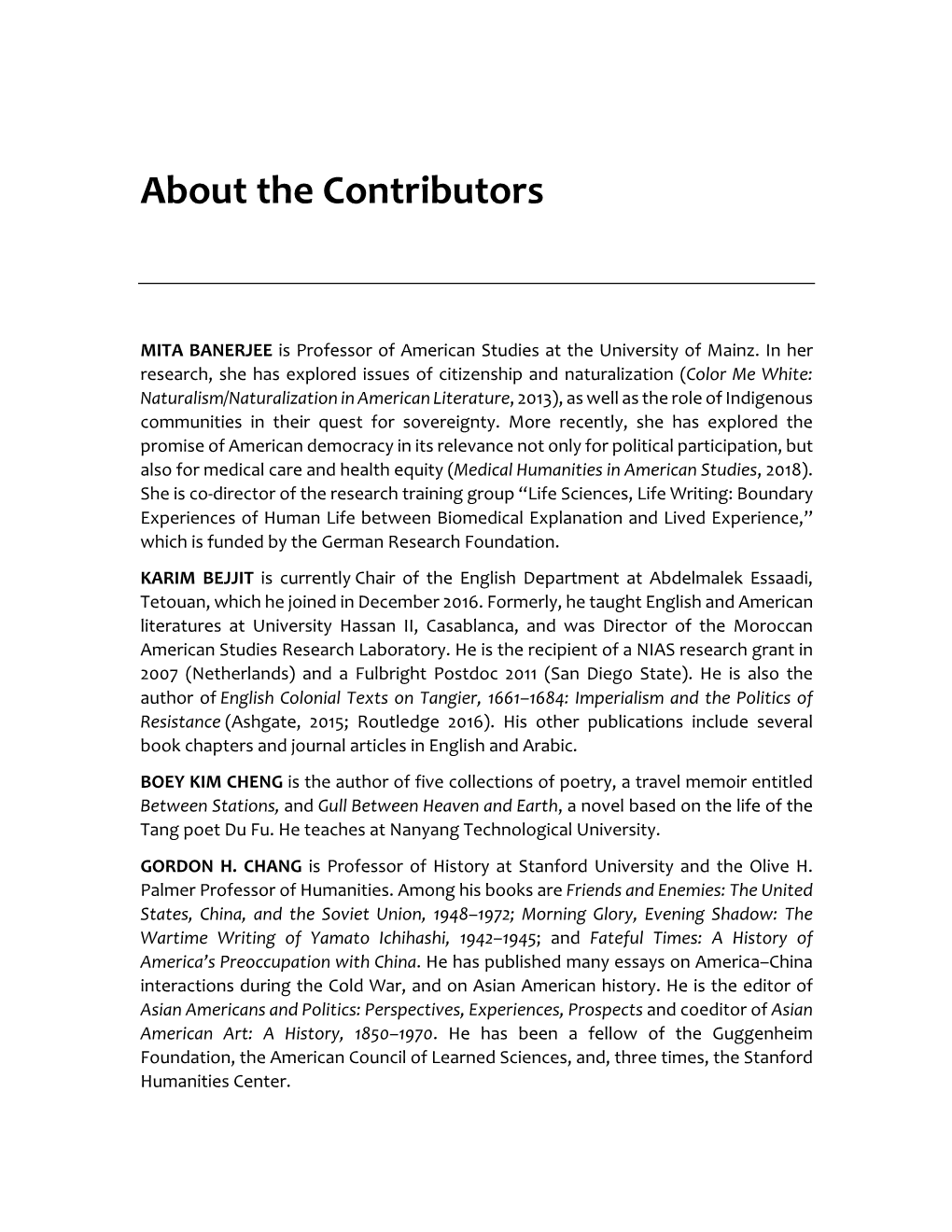 About the Contributors