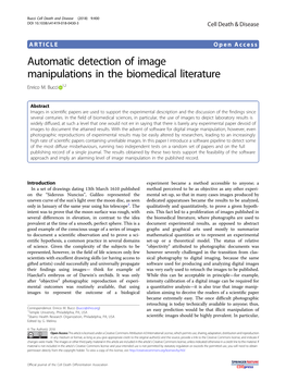 Automatic Detection of Image Manipulations in the Biomedical Literature Enrico M