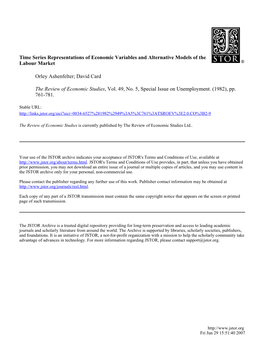 Time Series Representations of Economic Variables and Alternative Models of the Labour Market