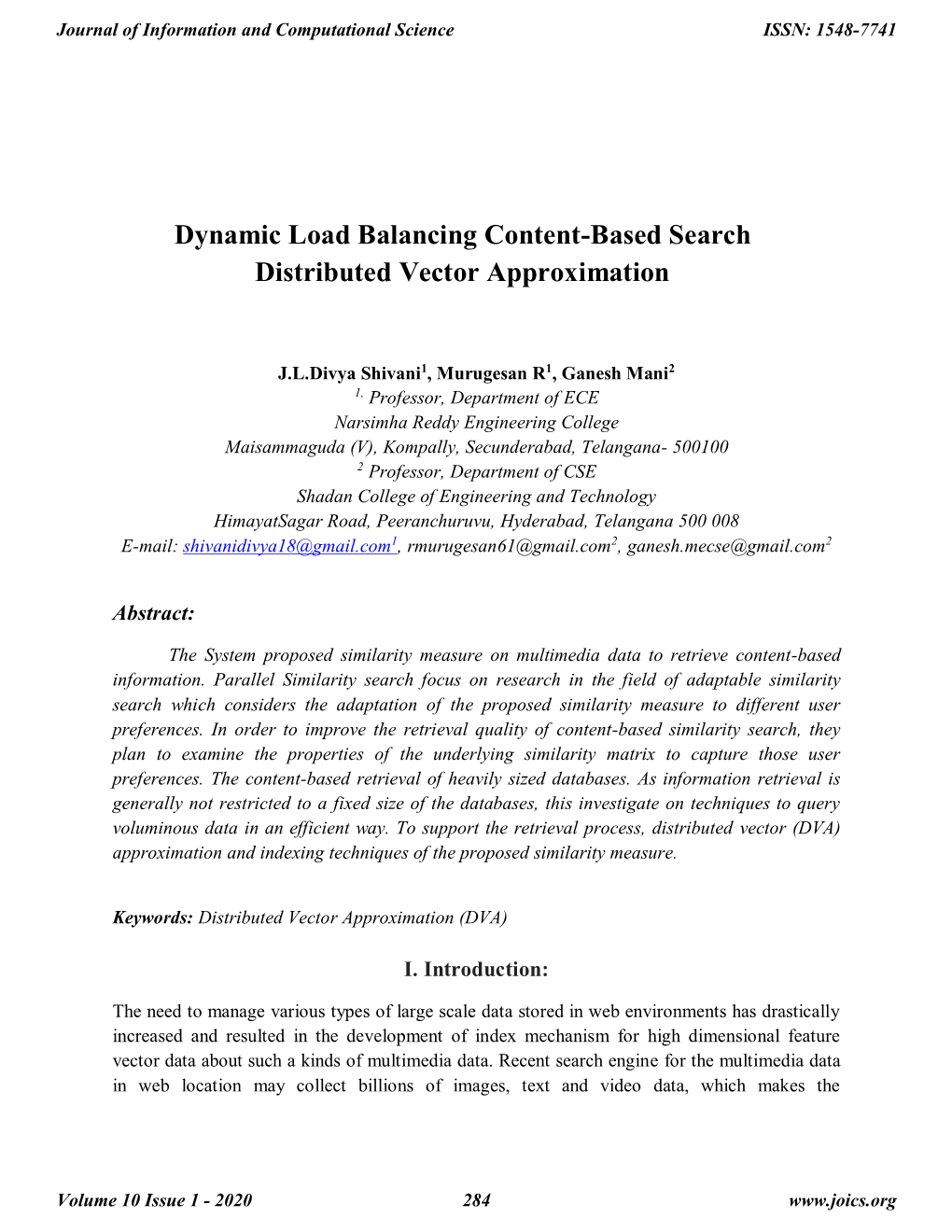 Dynamic Load Balancing Content-Based Search Distributed Vector Approximation