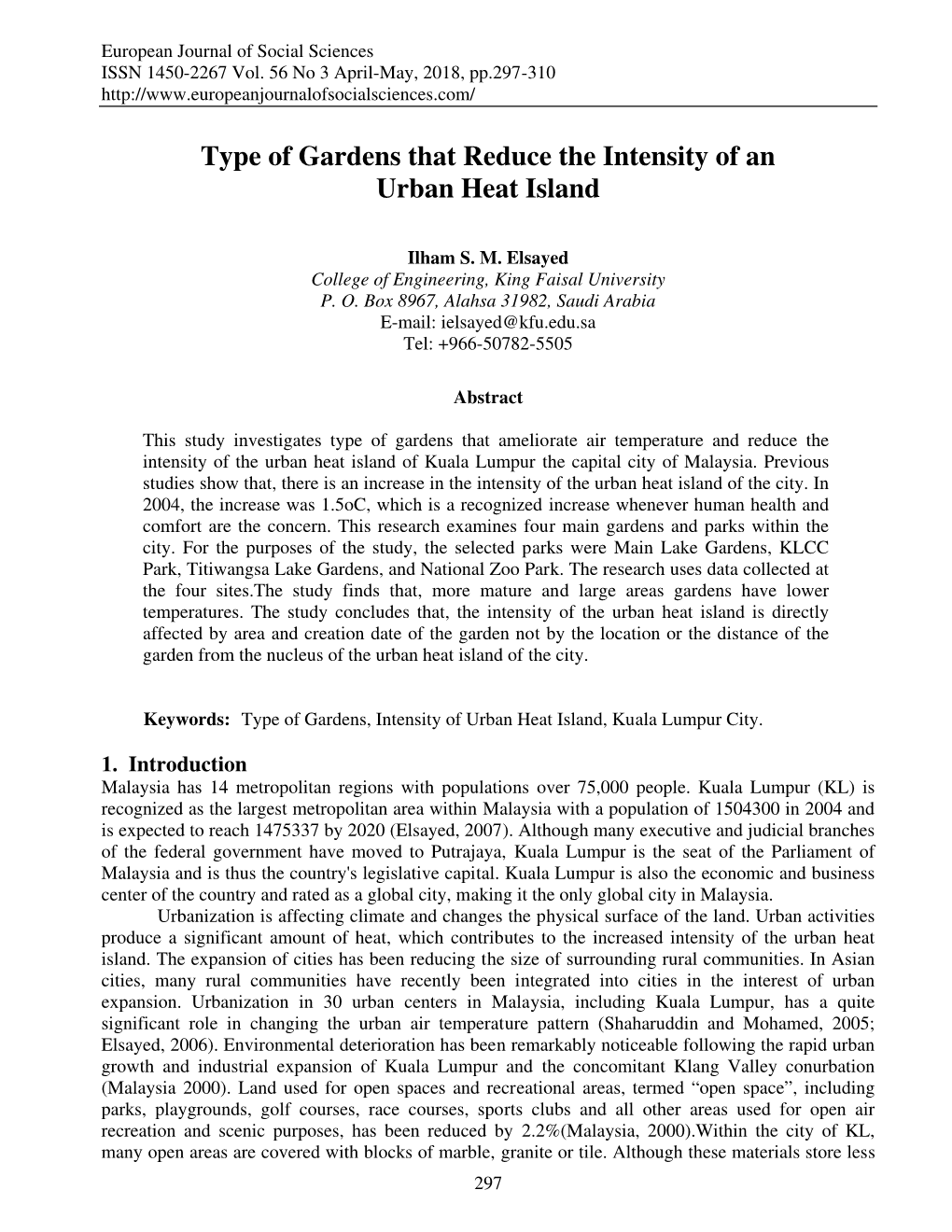 Type of Gardens That Reduce the Intensity of an Urban Heat Island