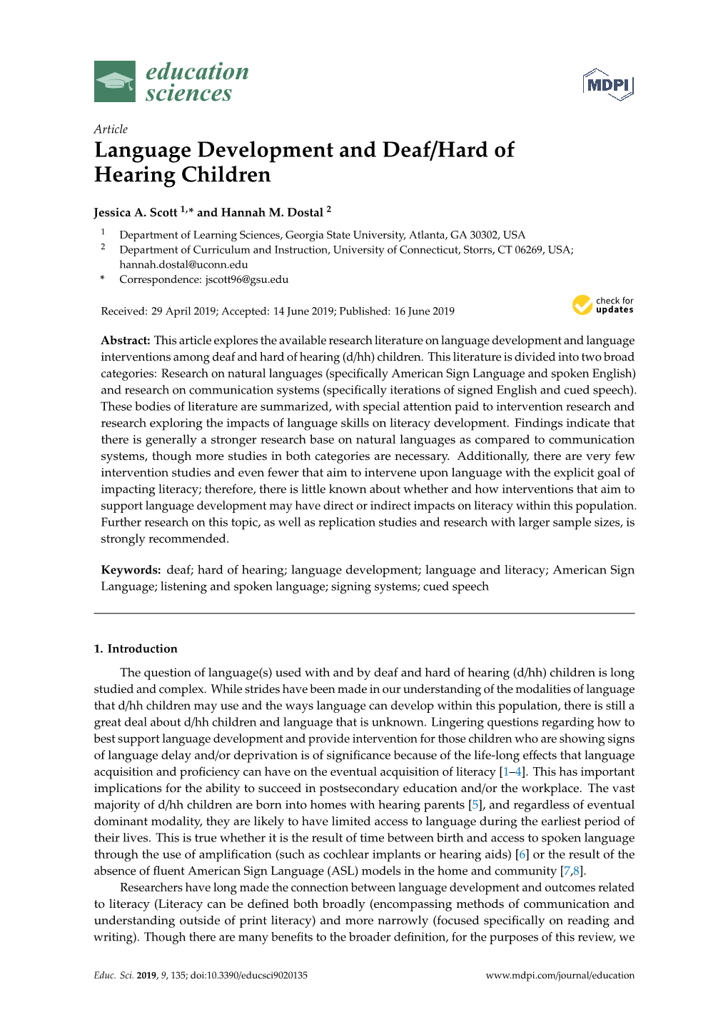Language Development and Deaf/Hard of Hearing Children