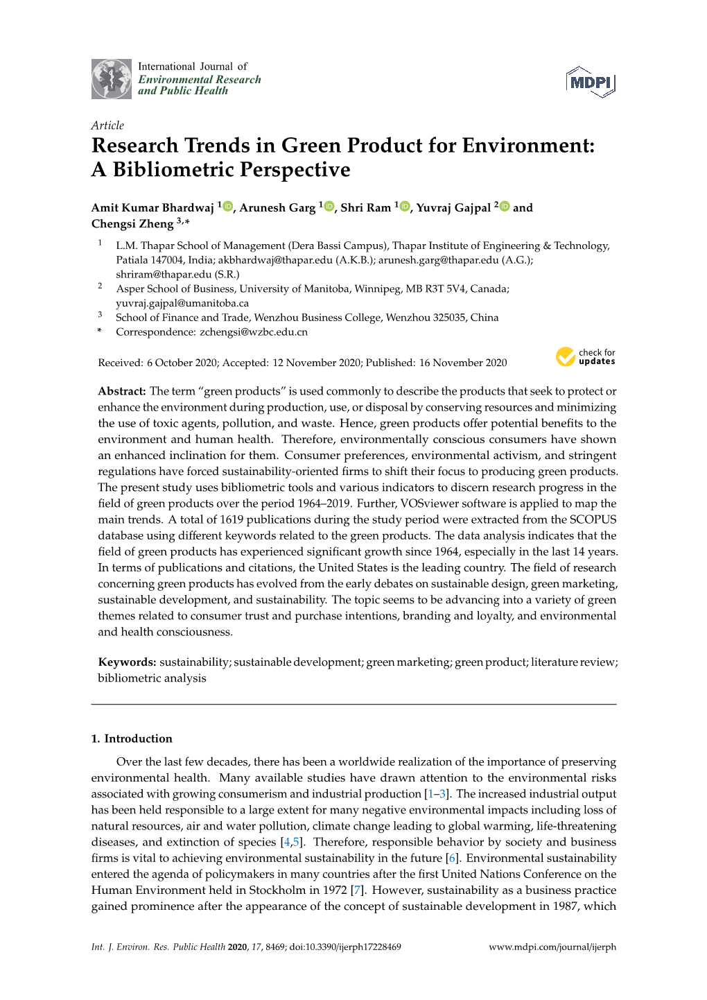 Research Trends in Green Product for Environment: a Bibliometric Perspective