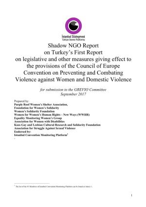 Shadow NGO Report on Turkey's First Report on Legislative and Other
