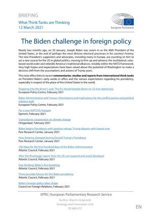 The Biden Challenge in Foreign Policy