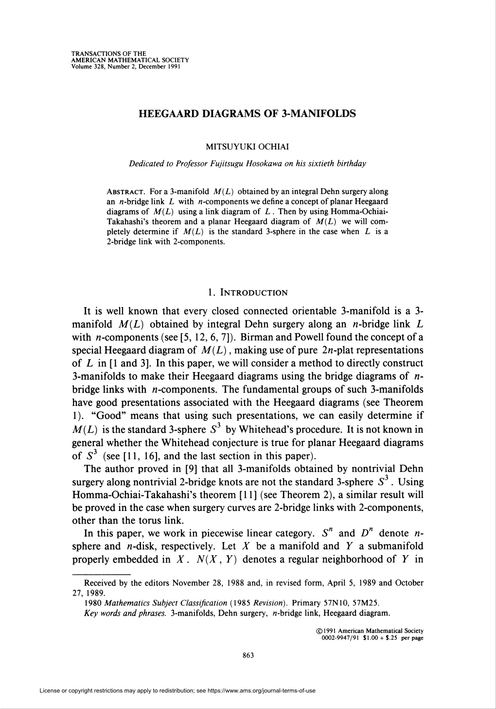 Heegaard Diagrams of 3-Manifolds