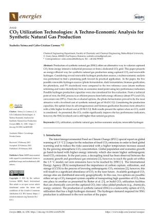 A Techno-Economic Analysis for Synthetic Natural Gas Production